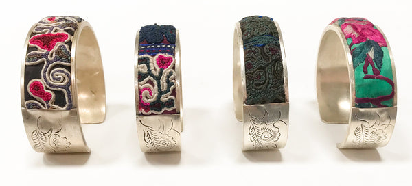Embroidered Silver Bracelets