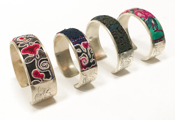 Embroidered Silver Bracelets